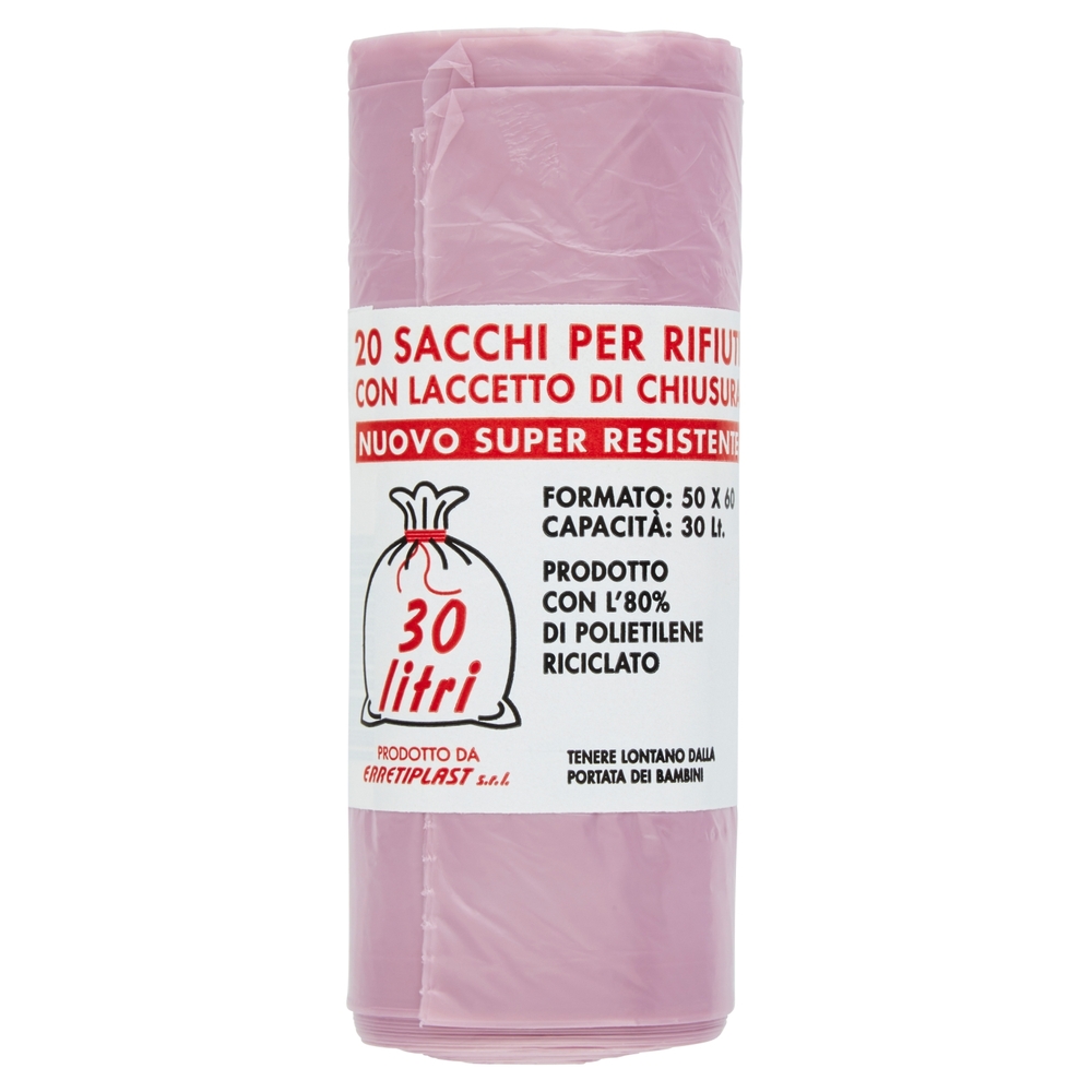Sacchi per Rifiuti con Laccetto di Chiusura 30 litri 20 pz